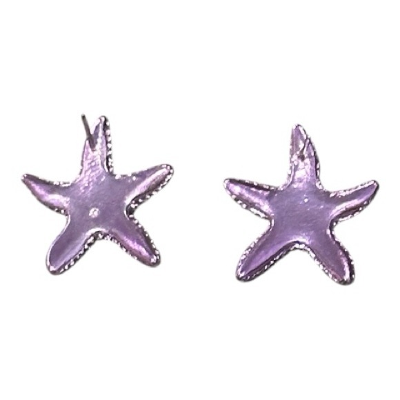 Betsey Johnson Starfish Stud Earrings with Pink/Orange and Purple Accents - Picture 4 of 6